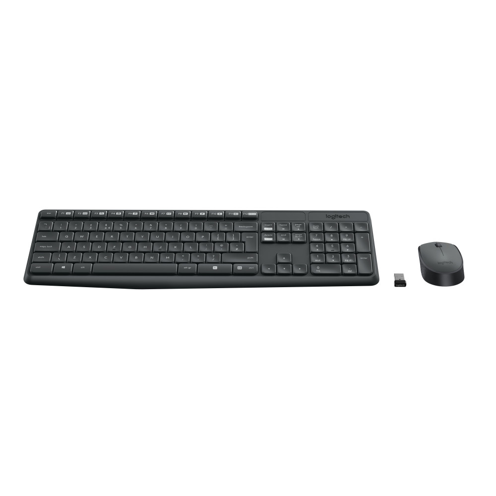 Produktbild för Logitech MK235 tangentbord Mus inkluderad USB QWERTY Nordic Grå