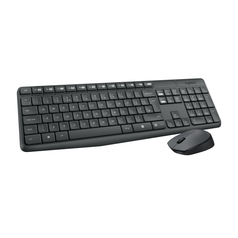 Produktbild för Logitech MK235 tangentbord Mus inkluderad USB QWERTY Nordic Grå