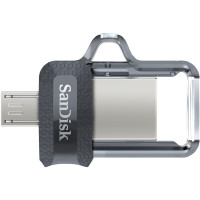 Produktbild för SanDisk Ultra Dual m3.0 USB-sticka 128 GB USB Type-A / Micro-USB 3.2 Gen 1 (3.1 Gen 1) Svart, Silver, Transparent