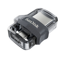 Produktbild för SanDisk Ultra Dual m3.0 USB-sticka 128 GB USB Type-A / Micro-USB 3.2 Gen 1 (3.1 Gen 1) Svart, Silver, Transparent