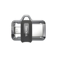 Produktbild för SanDisk Ultra Dual m3.0 USB-sticka 128 GB USB Type-A / Micro-USB 3.2 Gen 1 (3.1 Gen 1) Svart, Silver, Transparent