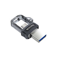 Produktbild för SanDisk Ultra Dual m3.0 USB-sticka 128 GB USB Type-A / Micro-USB 3.2 Gen 1 (3.1 Gen 1) Svart, Silver, Transparent