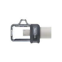 Produktbild för SanDisk Ultra Dual m3.0 USB-sticka 128 GB USB Type-A / Micro-USB 3.2 Gen 1 (3.1 Gen 1) Svart, Silver, Transparent