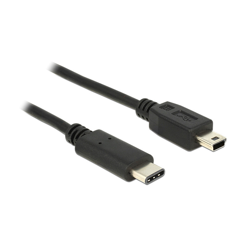 Produktbild för DeLOCK 0.5m, USB2.0-C/USB2.0 Mini-B USB-kablar 0,5 m Mini-USB B USB C Svart
