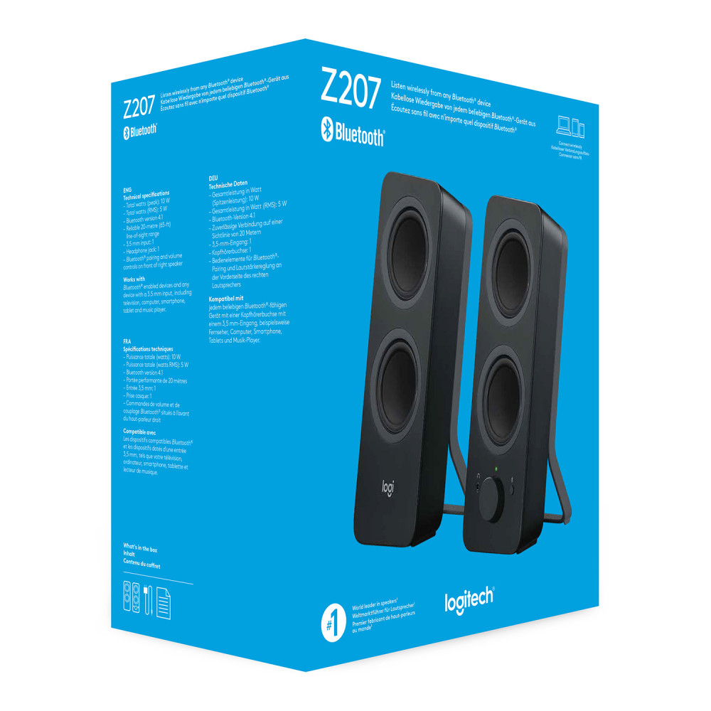Produktbild för Logitech Z207 högtalare Svart Kabel & Trådlös 5 W