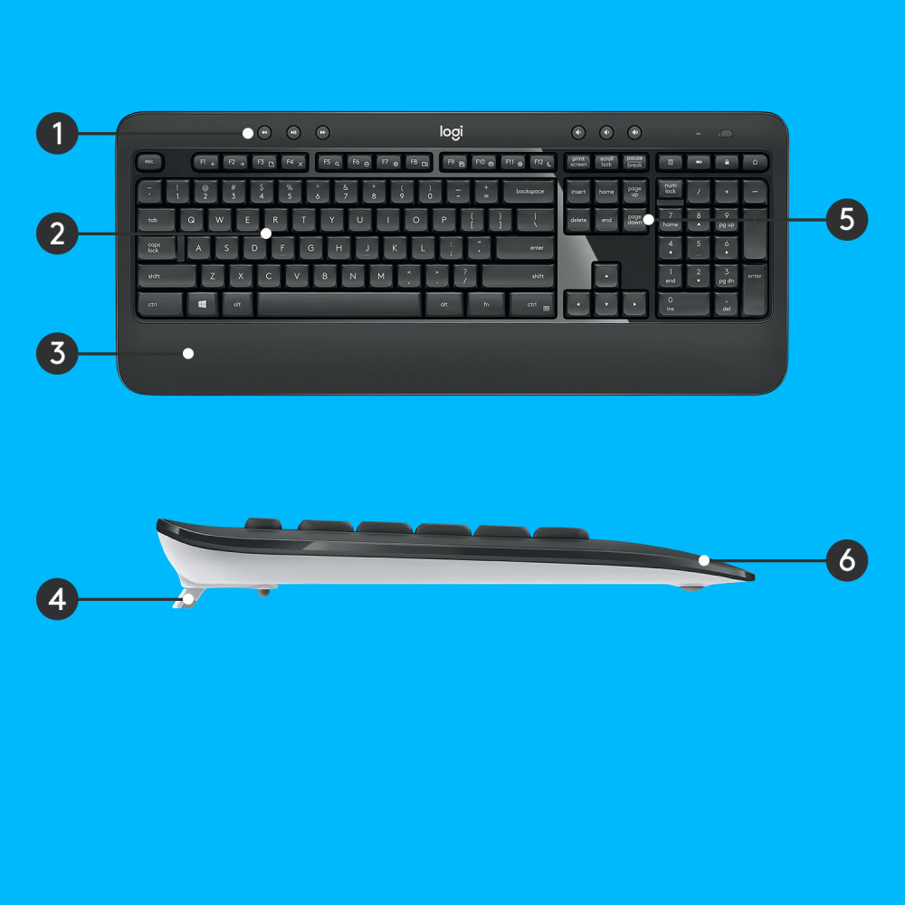 Produktbild för Logitech Advanced MK540 tangentbord Mus inkluderad USB QWERTY Holländsk Svart, Vit
