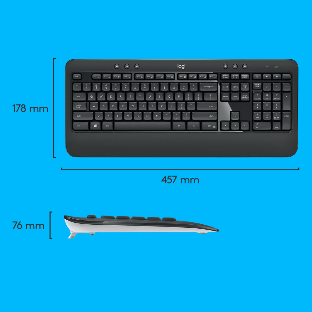 Produktbild för Logitech Advanced MK540 tangentbord Mus inkluderad USB QWERTY Holländsk Svart, Vit