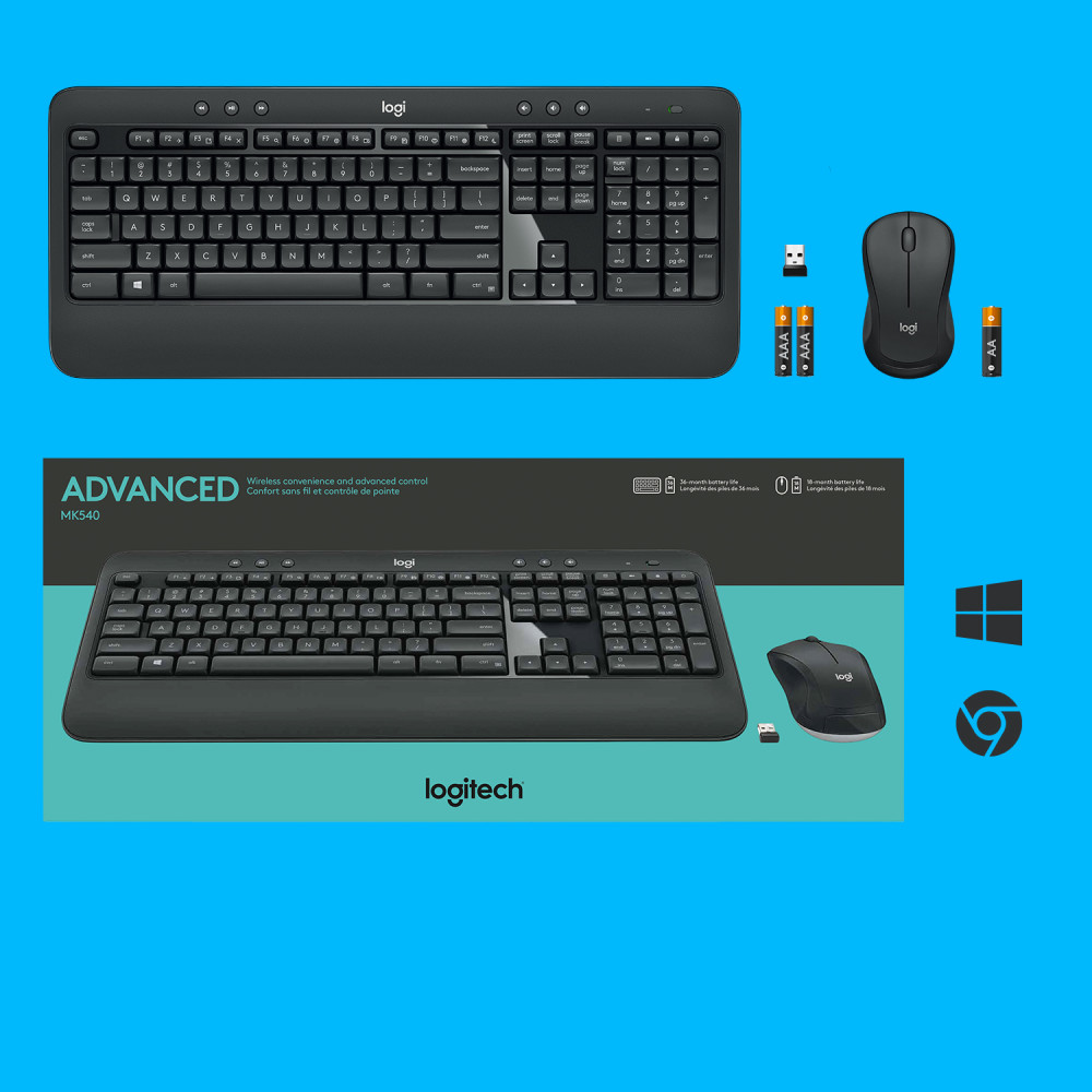 Produktbild för Logitech Advanced MK540 tangentbord Mus inkluderad USB QWERTY Holländsk Svart, Vit