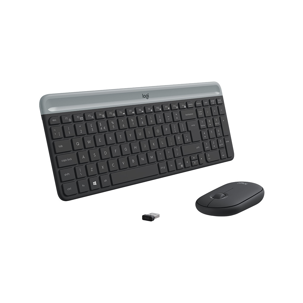 Produktbild för Logitech MK470 tangentbord Mus inkluderad RF Trådlös QWERTY Nordic grafit