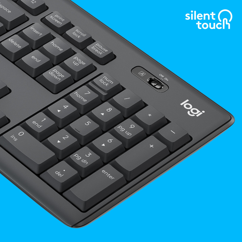 Produktbild för Logitech MK295 Silent Wireless Combo tangentbord Mus inkluderad USB QWERTY Amerikanskt internationellt grafit