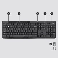 Produktbild för Logitech MK295 Silent Wireless Combo tangentbord Mus inkluderad USB QWERTY Amerikanskt internationellt grafit