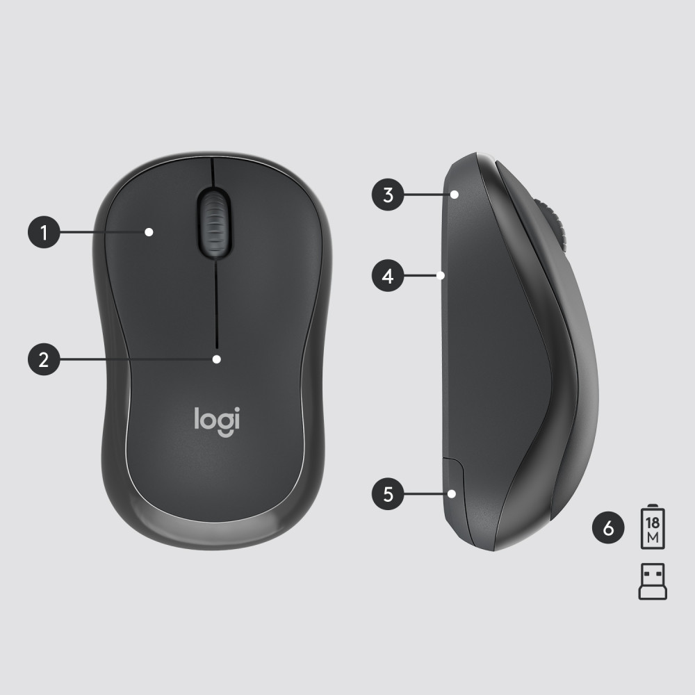 Produktbild för Logitech MK295 Silent Wireless Combo tangentbord Mus inkluderad USB QWERTY Amerikanskt internationellt grafit