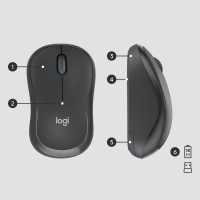 Produktbild för Logitech MK295 Silent Wireless Combo tangentbord Mus inkluderad USB QWERTY Amerikanskt internationellt grafit