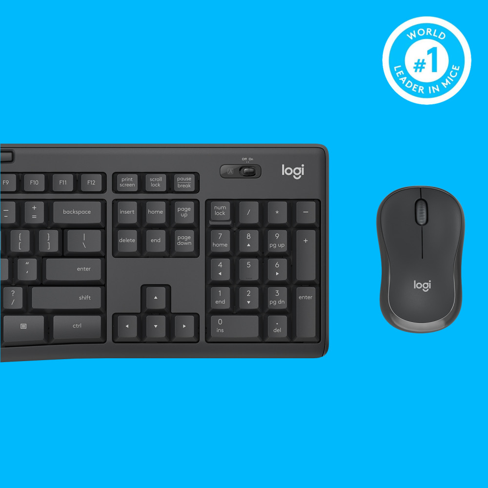 Produktbild för Logitech MK295 Silent Wireless Combo tangentbord Mus inkluderad USB QWERTY Amerikanskt internationellt grafit