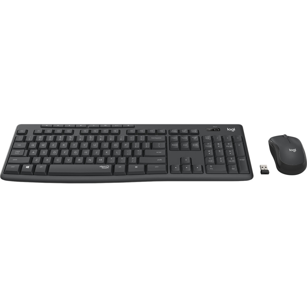 Produktbild för Logitech MK295 Silent Wireless Combo tangentbord Mus inkluderad USB QWERTY Nordic grafit