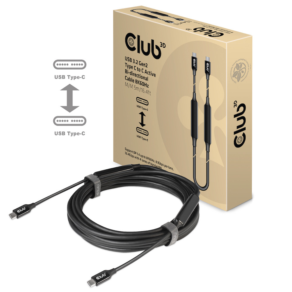 Produktbild för CLUB3D CAC-1535 USB-kablar 5 m USB 3.2 Gen 2 (3.1 Gen 2) USB C Svart