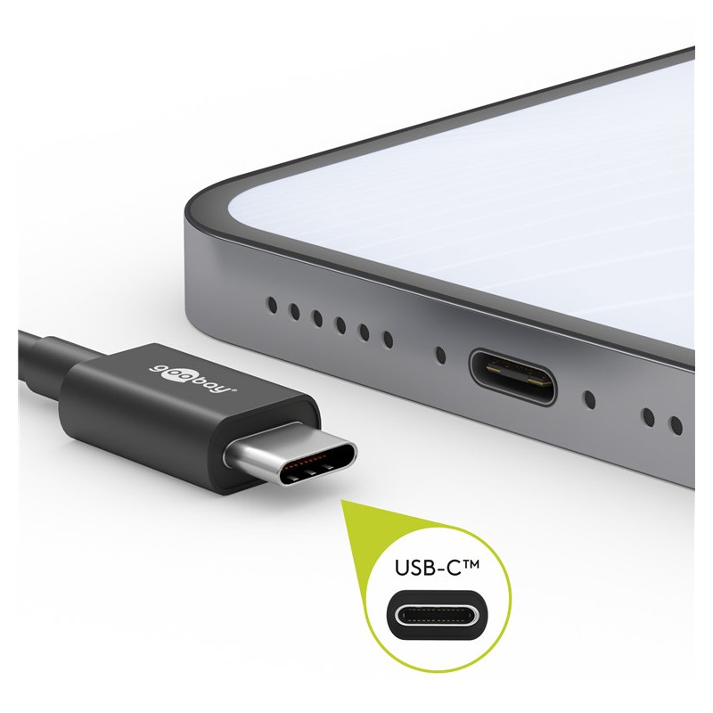 Produktbild för Goobay 49254 USB-kablar 1 m USB 3.2 Gen 2 (3.1 Gen 2) USB C Svart