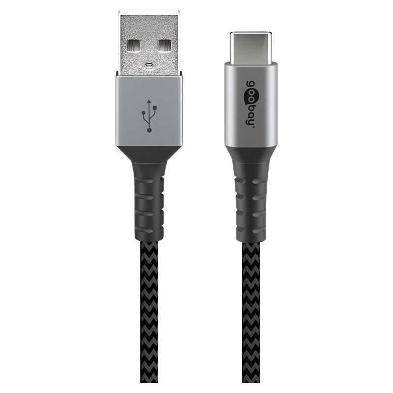 Produktbild för Goobay 49297 USB-kablar 2 m USB 2.0 USB C USB A Svart, Grå