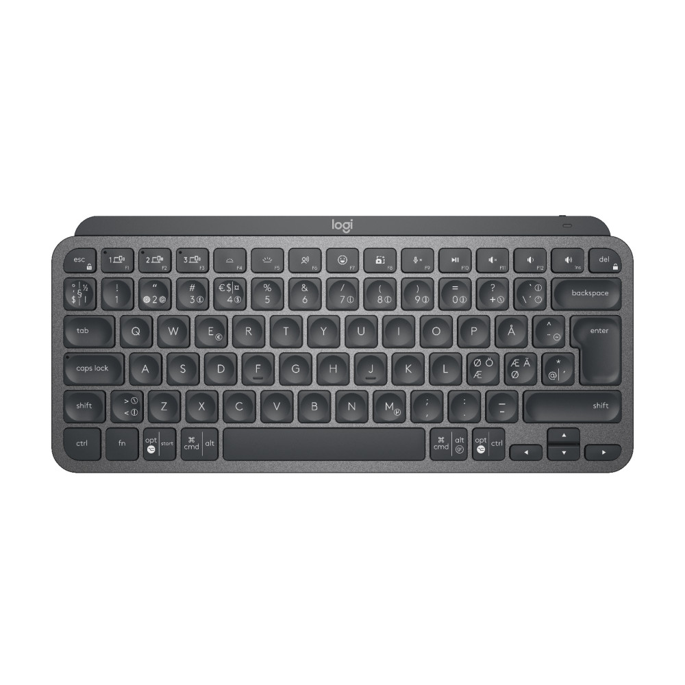 Produktbild för Logitech MX Keys Mini tangentbord Trådlös RF + Bluetooth QWERTY Nordic grafit