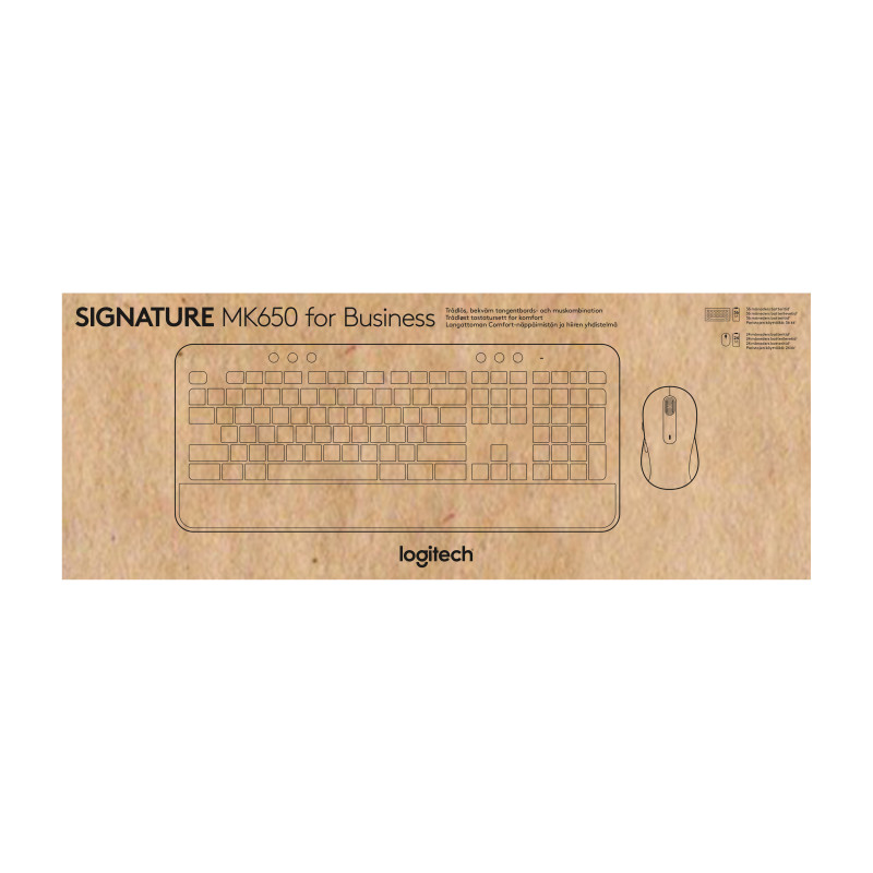 Produktbild för Logitech Signature MK650 Combo For Business tangentbord Mus inkluderad Bluetooth QWERTY Dansk, Finsk, Norsk, Svensk grafit