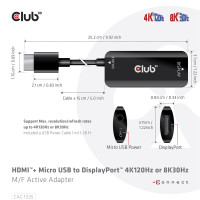 Produktbild för CLUB3D CAC-1335 videokabeladapter 1 m HDMI + USB DisplayPort