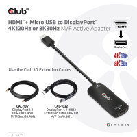 Produktbild för CLUB3D CAC-1335 videokabeladapter 1 m HDMI + USB DisplayPort