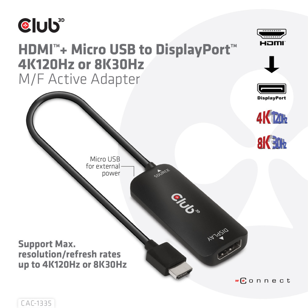 Produktbild för CLUB3D CAC-1335 videokabeladapter 1 m HDMI + USB DisplayPort