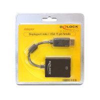 Produktbild för DeLOCK 61848 videokabeladapter 0,125 m VGA (D-Sub) DisplayPort Svart
