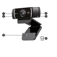 Produktbild för Logitech C922 Pro Stream webbkameror 1920 x 1080 pixlar USB Svart