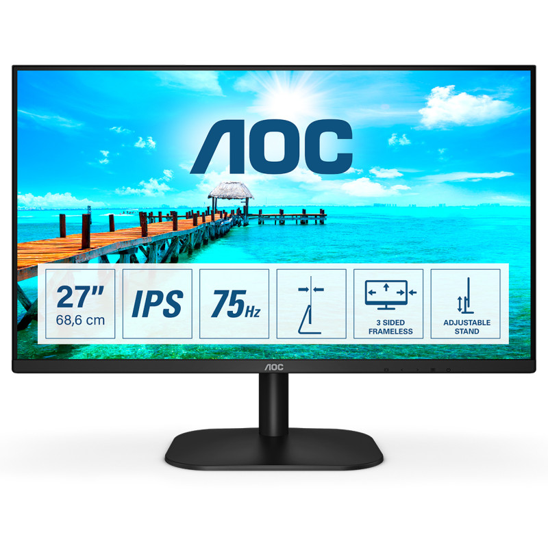 Produktbild för AOC B2 27B2H platta pc-skärmar 68,6 cm (27") 1920 x 1080 pixlar Full HD LED Svart