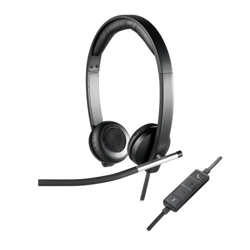 Logitech Logitech H650e Headset Kabel Huvudband Kontor/callcenter USB Type-A Svart, Silver