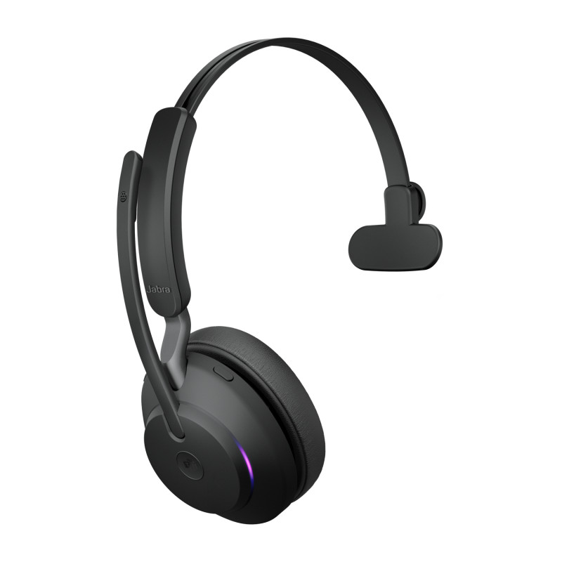 Produktbild för Jabra Evolve2 65, MS Mono Headset Trådlös Huvudband Kontor/callcenter USB Type-A Bluetooth Svart
