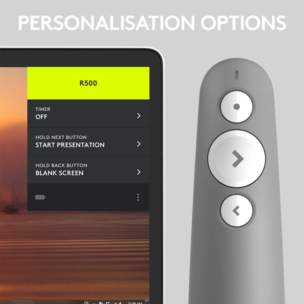 Produktbild för Logitech R500 trådlösa presentatörer Bluetooth/RF Grå