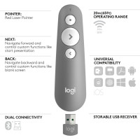 Produktbild för Logitech R500 trådlösa presentatörer Bluetooth/RF Grå