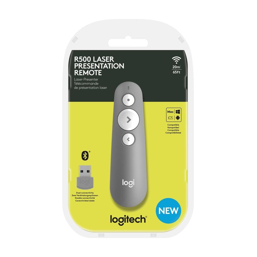 Produktbild för Logitech R500 trådlösa presentatörer Bluetooth/RF Grå