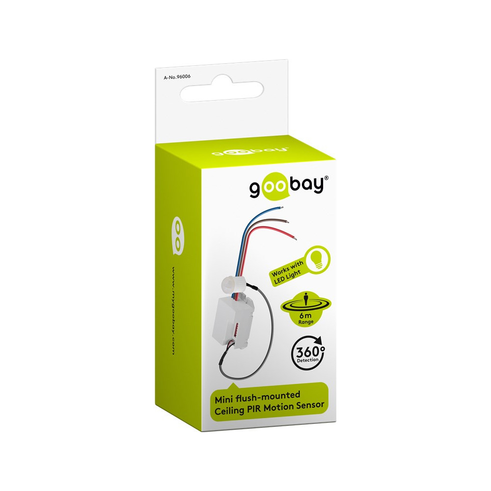 Produktbild för Goobay 96006 rörelsedetektorer Passiv infraröd (PIR) sensor Kabel Tak Vit