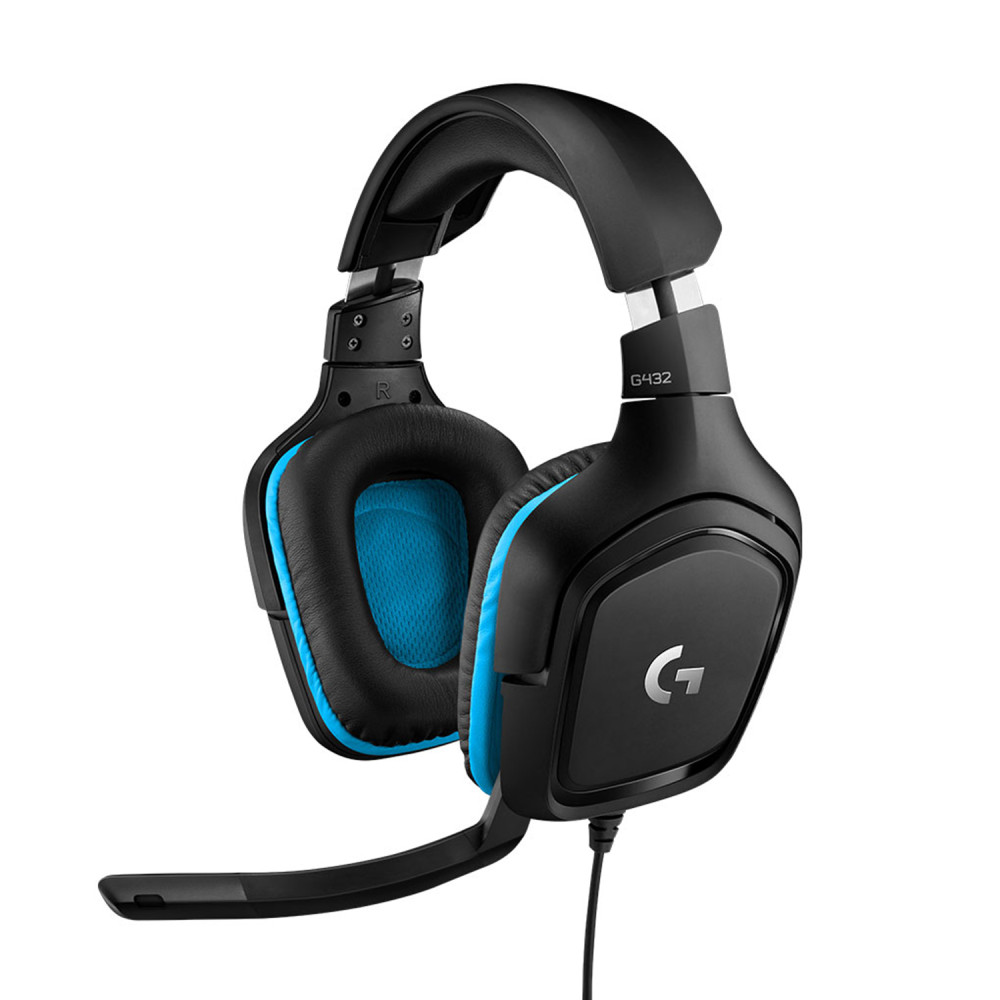 Produktbild för Logitech G G432 Headset Kabel Huvudband Spela Svart, Blå
