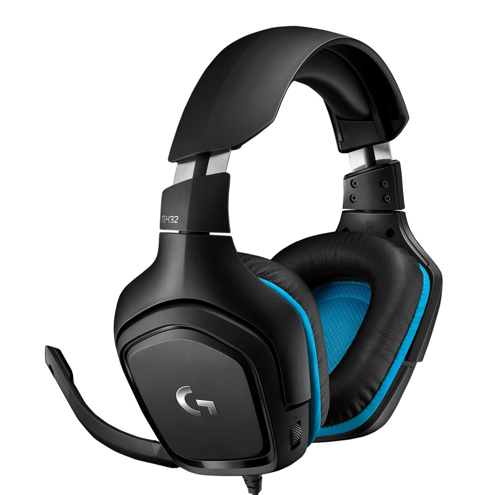 Produktbild för Logitech G G432 Headset Kabel Huvudband Spela Svart, Blå