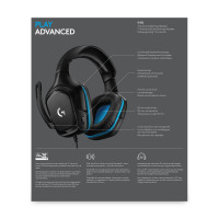 Produktbild för Logitech G G432 Headset Kabel Huvudband Spela Svart, Blå