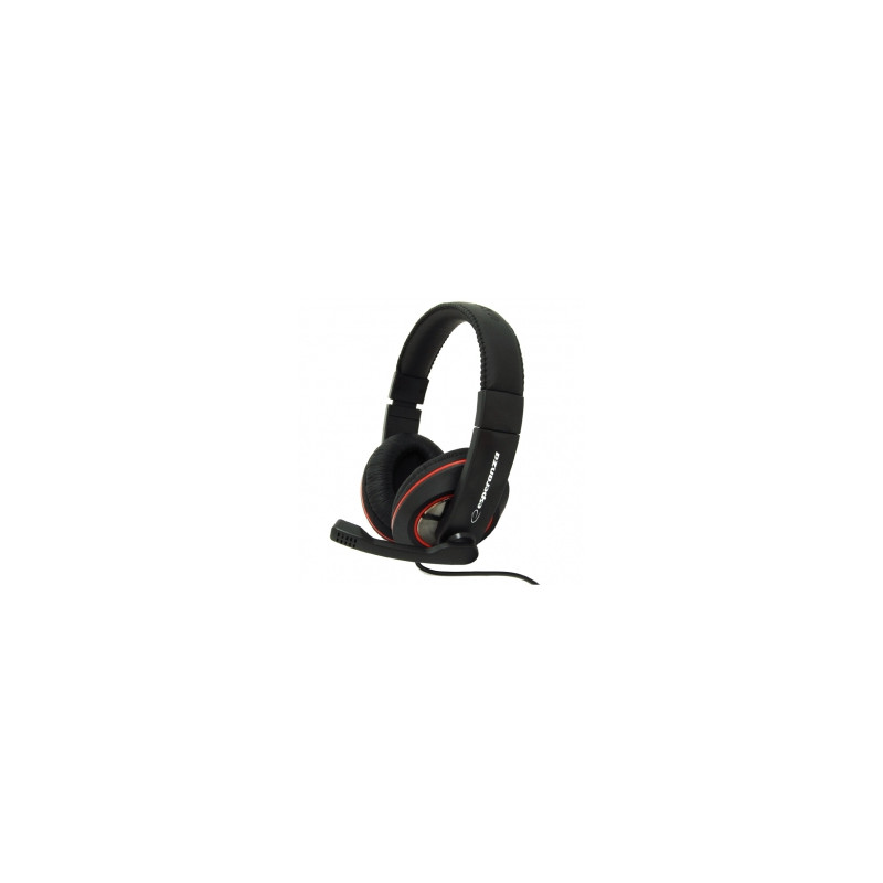 Produktbild för Esperanza EH118 hörlur och headset Kabel Huvudband Samtal/musik Svart, Röd