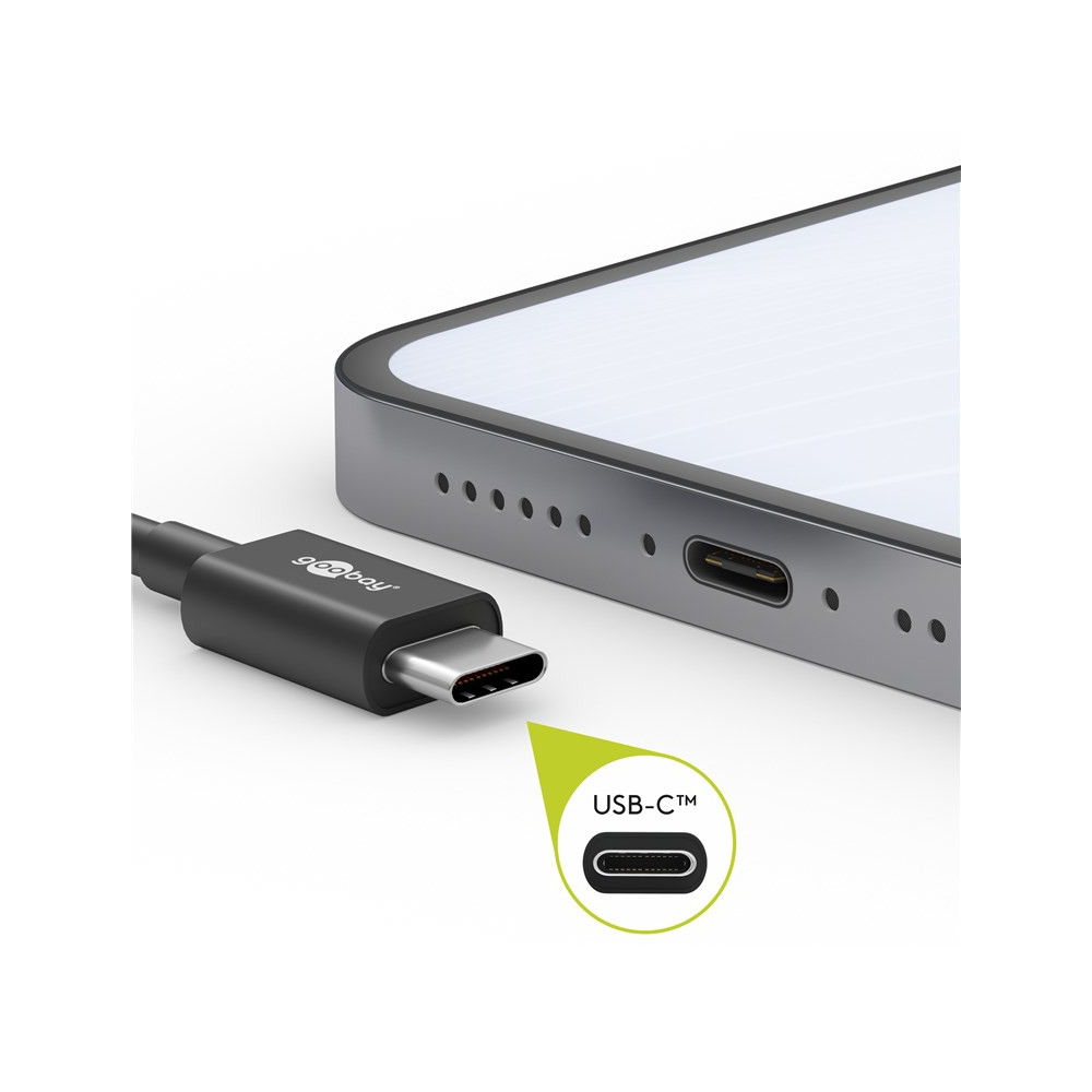Produktbild för Goobay 51243 USB-kablar 2 m USB 2.0 USB C Svart