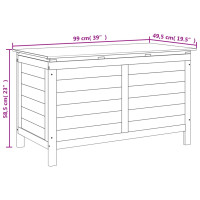 Produktbild för Dynbox vit 99x49,5x58,5 cm massivt granträ