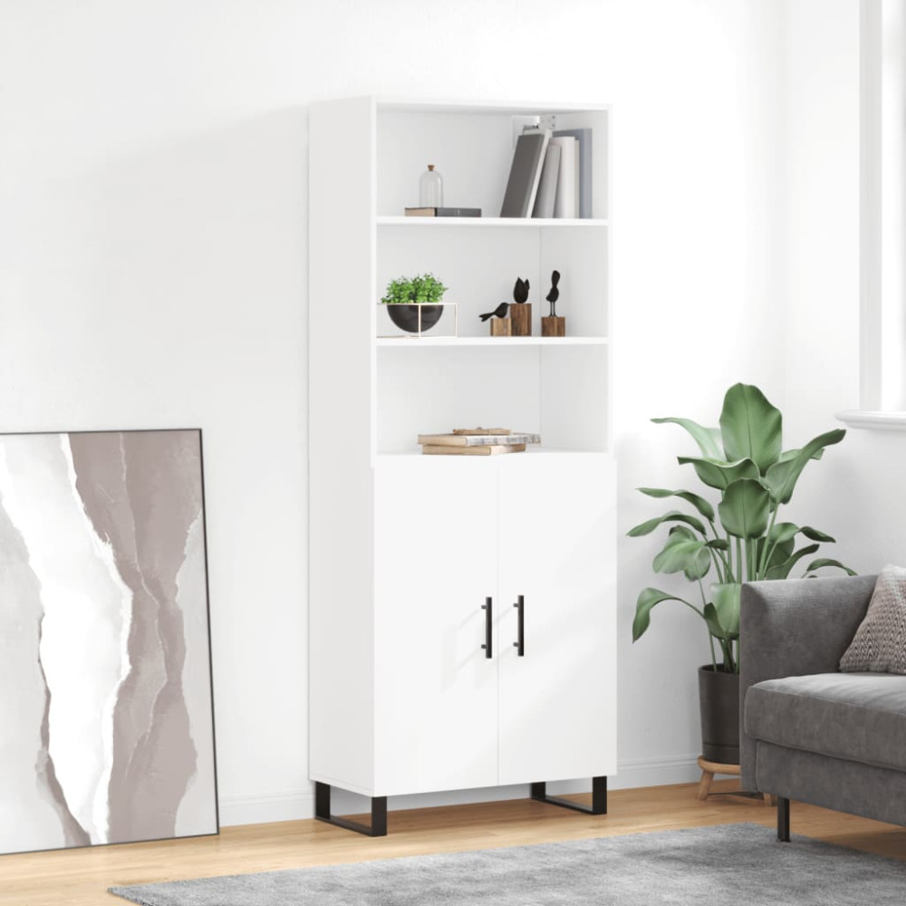 Produktbild för Högskåp vit 69,5x34x180 cm konstruerat trä