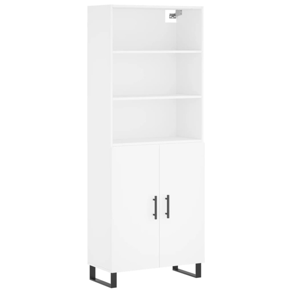 Produktbild för Högskåp vit 69,5x34x180 cm konstruerat trä