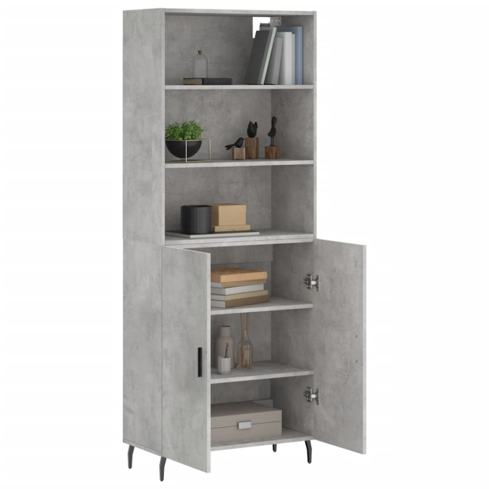 Produktbild för Högskåp betonggrå 69,5x34x180 cm konstruerat trä