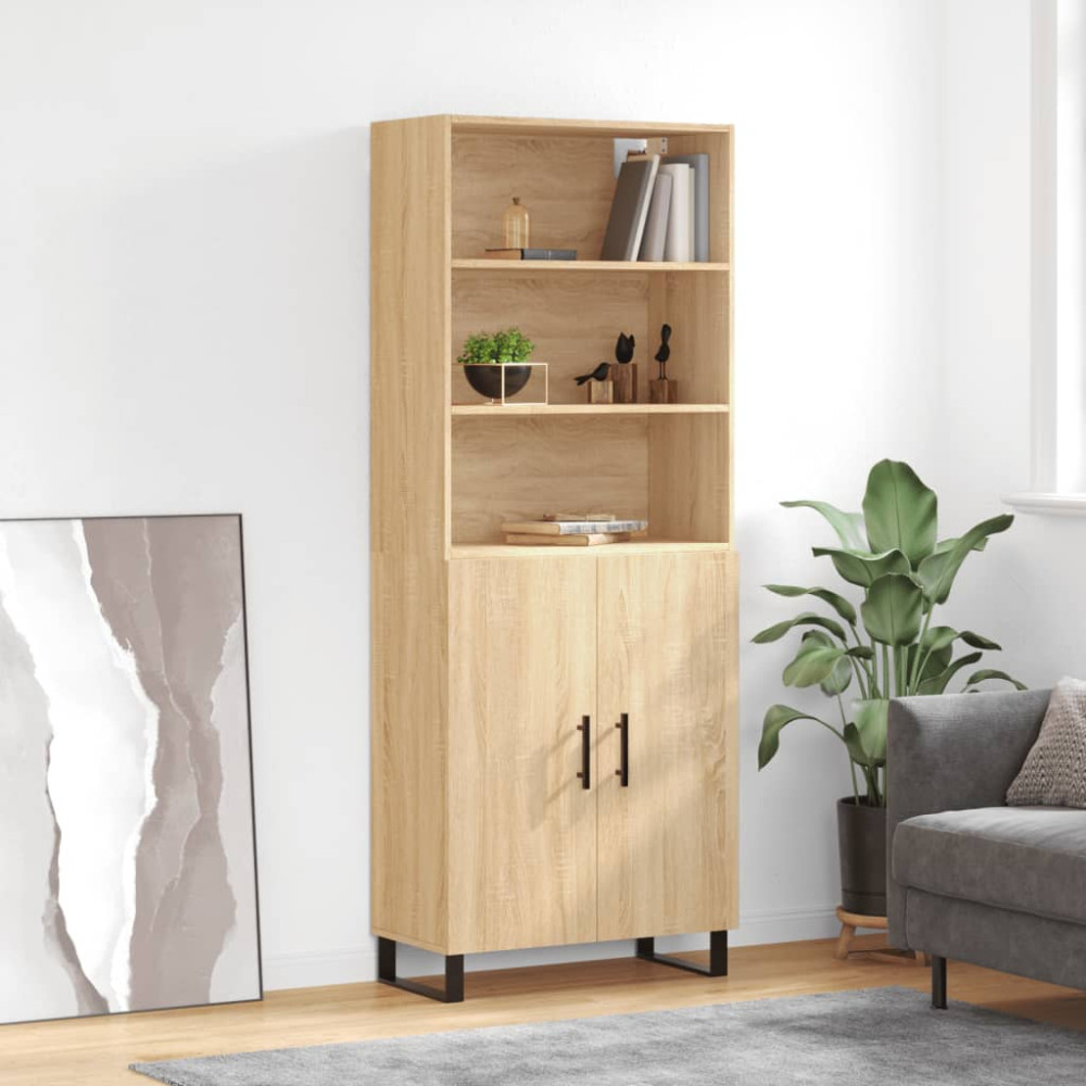 Produktbild för Högskåp sonoma-ek 69,5x34x180 cm konstruerat trä