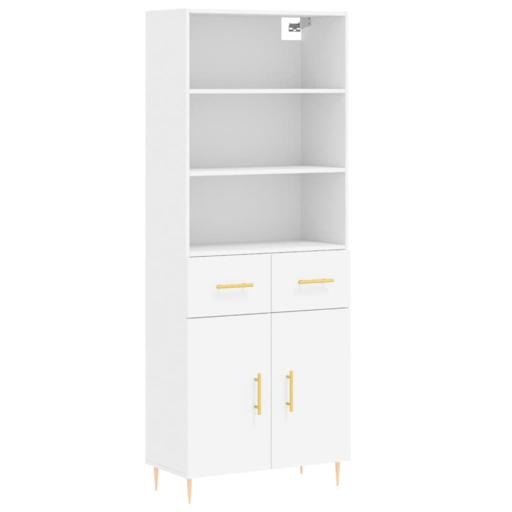 Produktbild för Högskåp vit 69,5x34x180 cm konstruerat trä