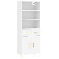 Produktbild för Högskåp vit 69,5x34x180 cm konstruerat trä