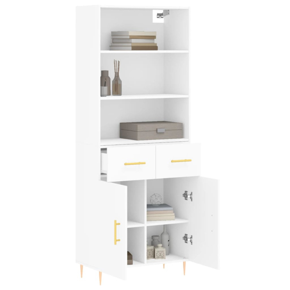 Produktbild för Högskåp vit 69,5x34x180 cm konstruerat trä
