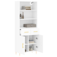 Produktbild för Högskåp vit 69,5x34x180 cm konstruerat trä